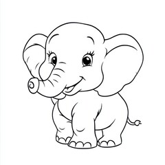 Fototapeta premium Happy Baby Elephant Facing Forward for Drawing