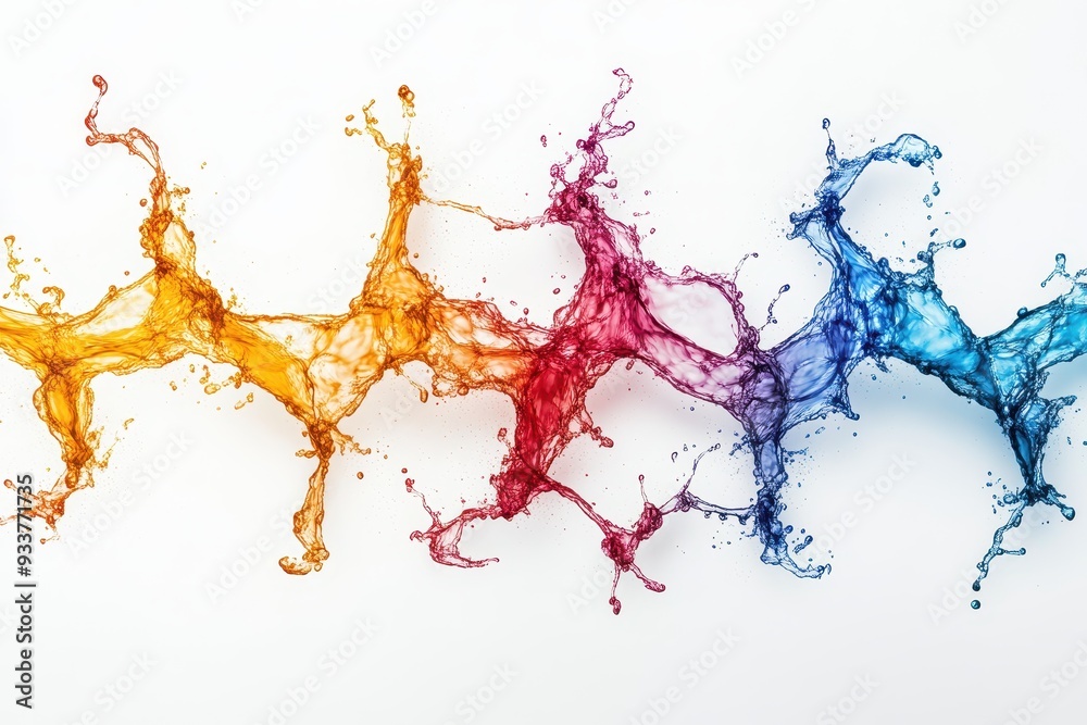 Aufkleber colorful splashes of paint in vibrant hues of yellow, red, and blue creating an abstract and dynamic