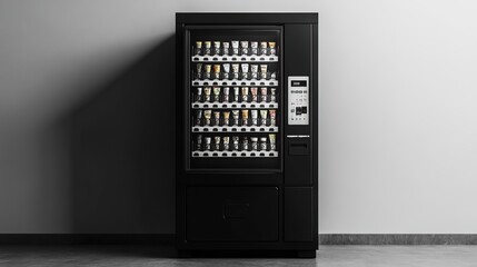 Blank black and white vending machine snacks and drinks mockup