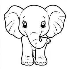 Fototapeta premium Baby Elephant Facing Forward with Gentle Expression for Drawing