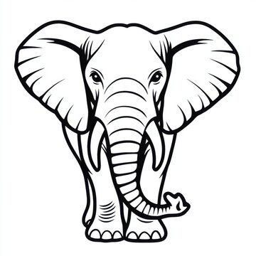 recommend clip art: Adult Elephant Facing Forward with Gentle Expression for Drawing