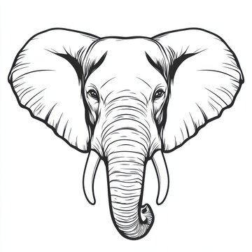 Adult Elephant&rsquo;s Head with Majestic Features for Drawing