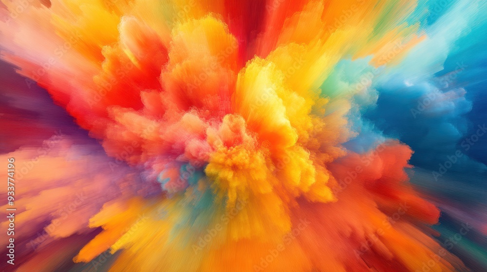 Poster vibrant explosion of colorful smoke creating a dynamic abstract background. perfect for art, design,