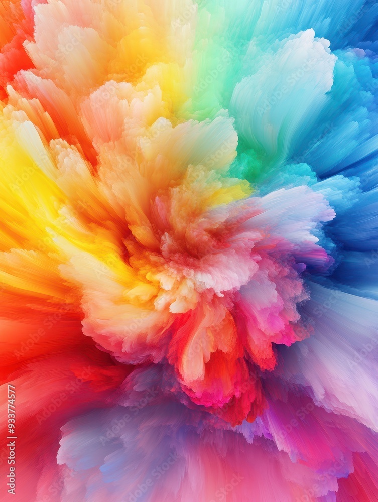 Leinwandbilder Vibrant, colorful abstract background with explosive rainbow hues blending together to create a dynamic, energetic visual effect.