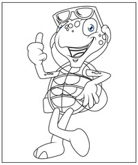 Cute tortoise coloring page for kids and adults
