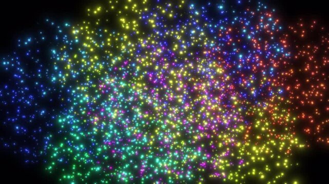 Fireworks on transparent background. Animated backgrounds for fireworks. Animation of festive background with shining beams and fire particles. Beautiful explosion of fireworks. 