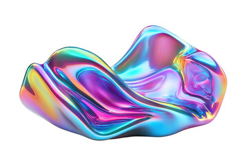 Obraz premium Vibrant abstract digital art with fluid shapes and iridescent colors, creating a stunning modern visual effect.