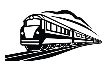 Realistic silhouette High Speed Railway Train vector illustration concept
