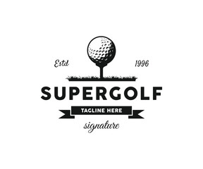 Golf ball logo design. Retro vintage golf, professional golf ball logo design. sport logo