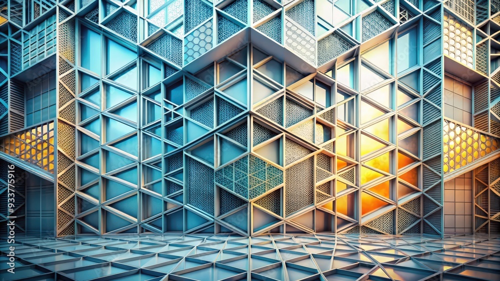 Leinwandbilder abstract architectural background with geometric shapes and patterns, abstract, architecture, backgr