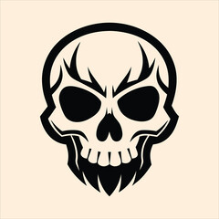 Skeleton head silhouette vector illustration for halloween