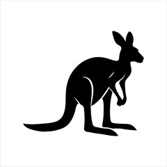 Standing kangaroo silhouette vector illustration design on white background.