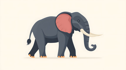 Fototapeta premium Elephant illlustration in flat style isolated on solid background
