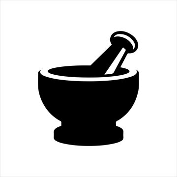 Mortar and pestle icon silhouette vector illustration design on white background.