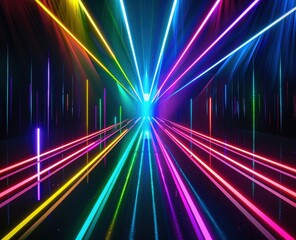 Neon lights in a dark room