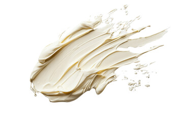 Close-up of a cream smear isolated on a transparent background. showcasing the texture and smoothness of the skincare product.