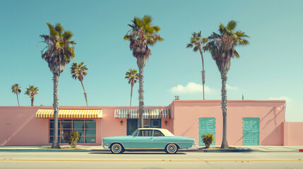 Essence of city pop and road trip intertwine, embodying the fusion of nostalgia. Generative ai.