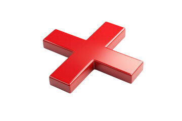 Obraz premium 3D red cross symbol isolated on transparent background. representing error, incorrect, and cancellation.