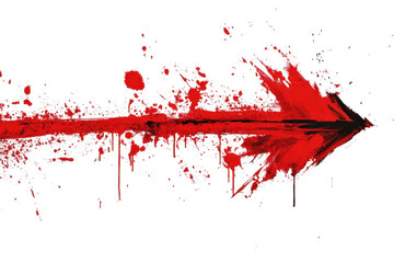Red painted arrow with splatter effects, isolated on transparent background. Perfect for artistic, design, or directional concept uses.
