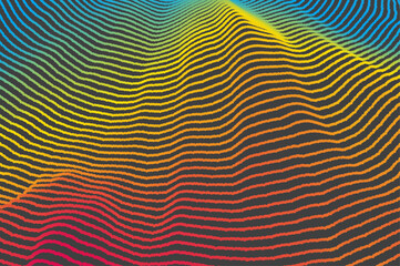 Abstract digital wave with dynamic particles. Sound wave. Big data visualization. 3d vector illustration for business, science or technology.