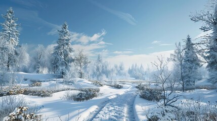 Snowy Forest Road Illustration