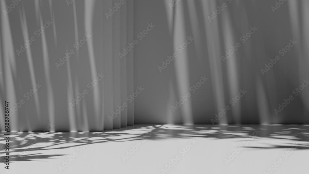 Aufkleber Minimal abstract light gray background for product presentation. Soft shadow and light from windows on white wall.