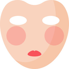 Illustration of a facial sheet mask with eye, nose, and mouth cut-outs, symbolizing skincare.