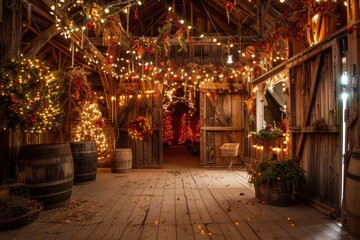 Obraz premium Cozy harvest holiday with pumpkins, warm food, and festive autumn decorations outdoors.