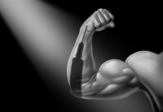 Anabolic Steroids Use in bodybuilding to increase body mass as the health risk of synthetic derivatives of testosterone male sex hormone with physical and psychological danger.
