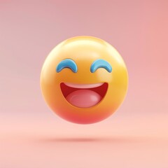 Fototapeta premium 3d Emoticon or Smiley smirking cool with yellow ball emoji.