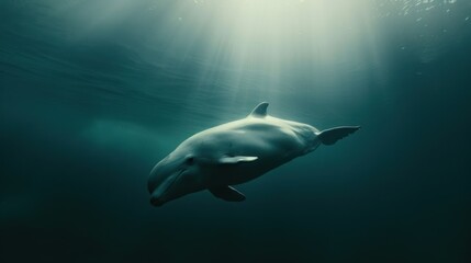 Naklejka premium Dolphin swimming in the ocean.