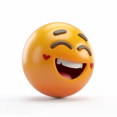 Fototapeta premium 3d Emoticon or Smiley smirking cool with yellow ball emoji.