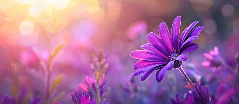 Gorgeous purple flower in a natural setting with rich copy space image.