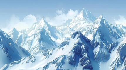 Obraz premium Snowy Mountain Range Illustration - Digital Art