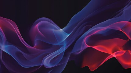 Fototapeta premium Digital artwork featuring abstract, flowing forms with a color gradient ranging from blue to red