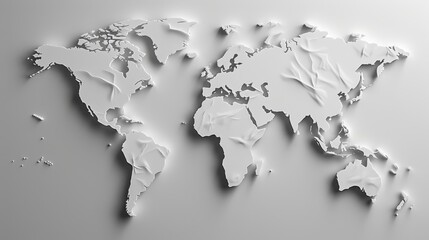 Stylized representation of a world map with a crumpled paper texture