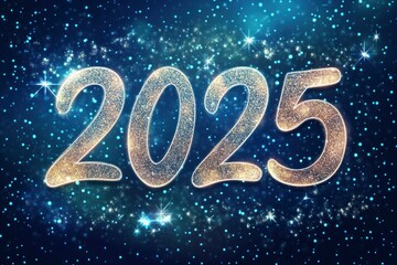 Happy New Year Background text "2025" for your Flyers, Banners, Stickers and Seasonal Greeting Cards. 2024 to 2025 with generative ai