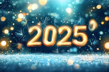 Happy New Year Background text "2025" for your Flyers, Banners, Stickers and Seasonal Greeting Cards. 2024 to 2025 with generative ai
