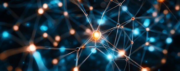 Fototapeta premium Abstract illustration of neural connections within the brain, highlighting the interconnectedness of neurons with a web-like pattern