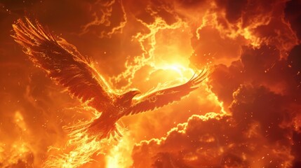 Fiery Phoenix Soaring Through the Sky.