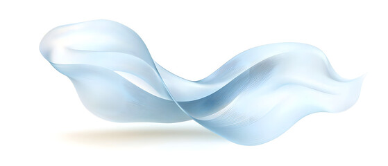 Naklejka premium A flat vector illustration of a flowing ribbon in the wind, smooth wavy lines, soft blue fabric with subtle shading, abstract wind lines curving around the ribbon. White background