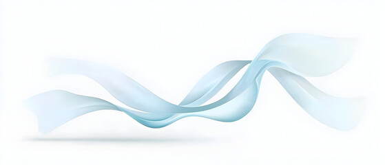Fototapeta premium A flat vector illustration of a flowing ribbon in the wind, smooth wavy lines, soft blue fabric with subtle shading, abstract wind lines curving around the ribbon. White background