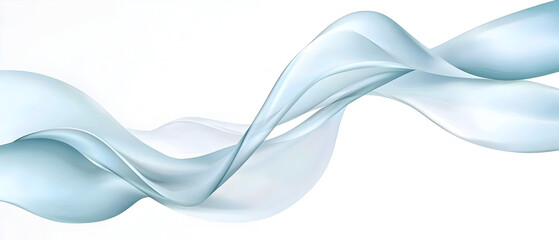 Fototapeta premium A flat vector illustration of a flowing ribbon in the wind, smooth wavy lines, soft blue fabric with subtle shading, abstract wind lines curving around the ribbon. White background