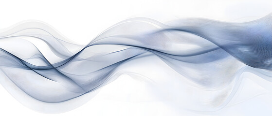 Fototapeta premium A flat vector illustration of a flowing ribbon in the wind, smooth wavy lines, soft blue fabric with subtle shading, abstract wind lines curving around the ribbon. White background