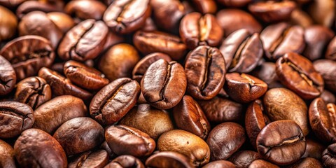 Naklejka premium Close up of coffee beans background, coffee, beans, close up, texture, background, aroma, espresso, morning, caffeine, roasted, brown