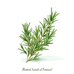 Fototapeta premium Rosemary stem anatomy in cartoon style with watercolor labels