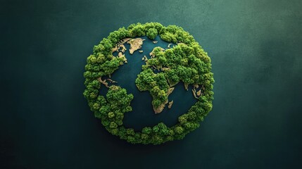 Fototapeta premium A leafy globe with trees creating the shapes of continents, emphasizing the importance of Earth Day and ecological responsibility
