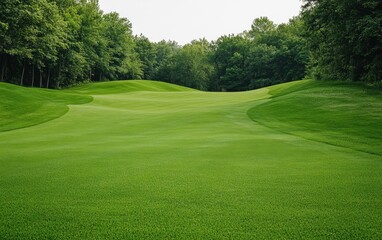 Obraz premium A serene landscape of lush green hills and peaceful trees, perfect for golf course imagery and nature enthusiasts alike.