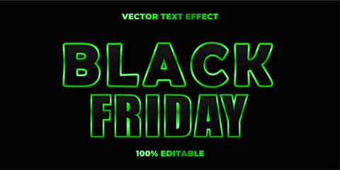 Black Friday shiny green style editable text effect 
