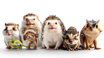 Fototapeta premium Group of cute animals smiling together.